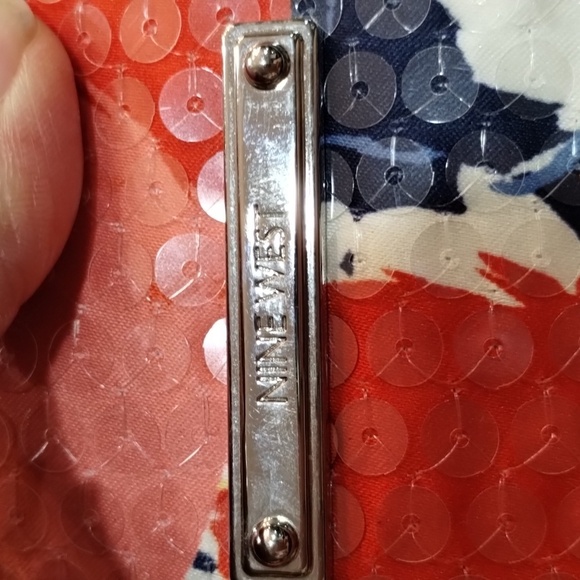 Nine West 3-section shoulder bag clear sequin floral zip top purse, multicolor - Picture 9 of 9